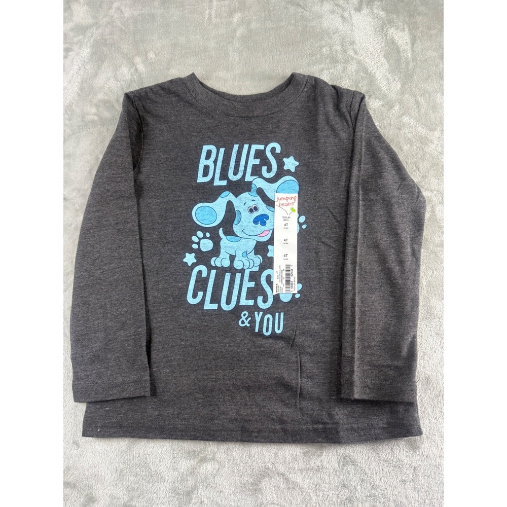 Jumping Beans Blues Clues & You Toddler Boys Long Sleeve Graphic Tee Gray 4T NWT